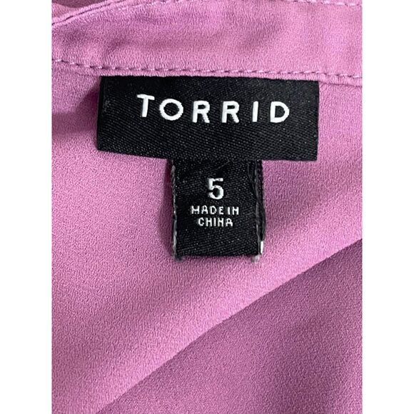 TORRID Harper - Lavender Ruffle Georgette Blouse, Size 5 - Picture 7 of 9